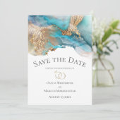 Sparen de Datum Turquoise en de Goud Marmer van de Kaart (Staand voorkant)