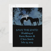 Sparen de Datum twee Paarden in Briefkaart Moonlig (Voorkant / Achterkant)