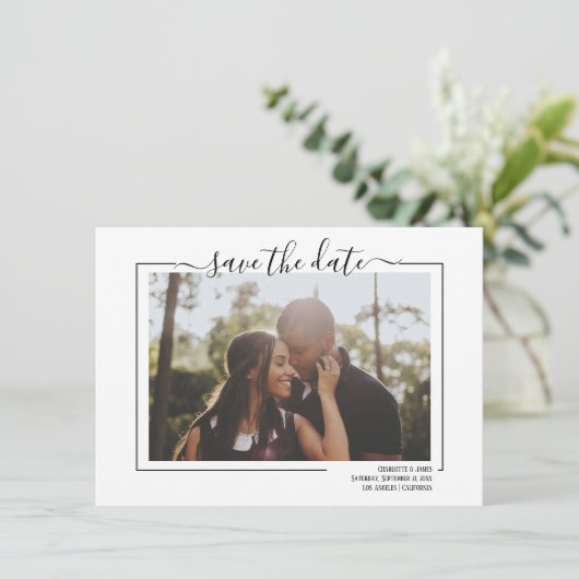 Sparen de Datum Typografie de Kaart van het Wedden (Staand voorkant)