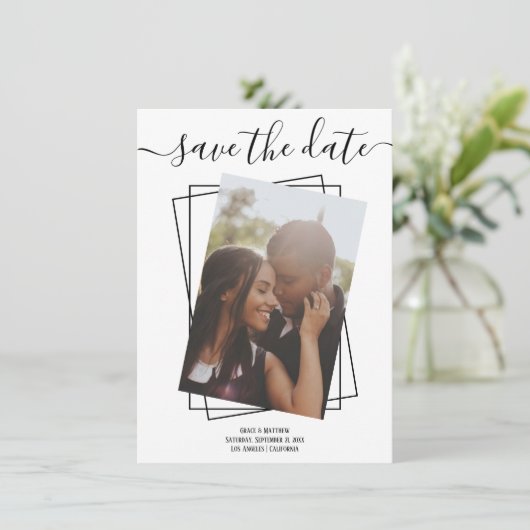 Sparen de Datum Typografie de Kaart van het Wedden (Staand voorkant)