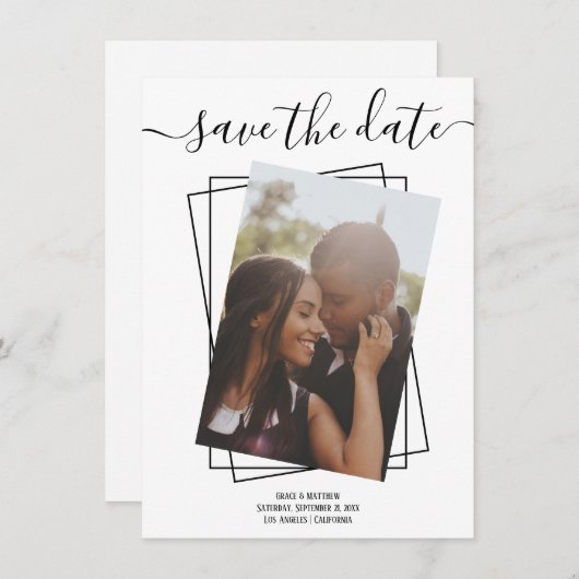 Sparen de Datum Typografie de Kaart van het Wedden (Voorkant / Achterkant)