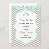 Sparen de Datum Uitdrukkelijke Groene Zilver van d Save The Date (Voorkant / Achterkant)