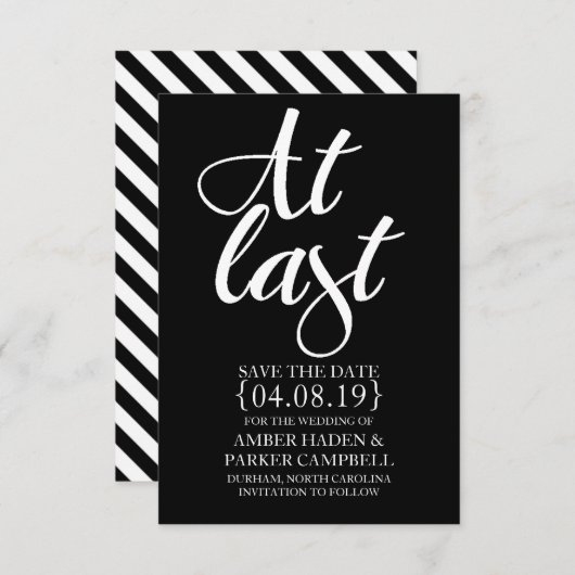 Sparen de Datum uitnodigen | Eindelijk Save The Date (Voorkant / Achterkant)