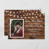 Sparen de Datum Uitnodigende Rustic Foto van het H Save The Date (Voorkant / Achterkant)