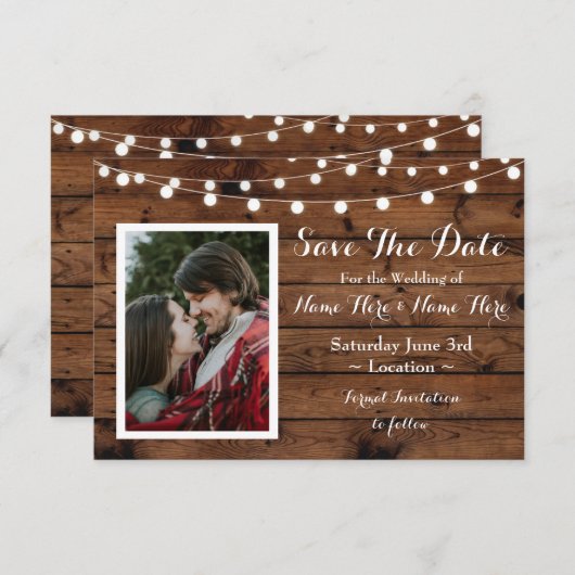 Sparen de Datum Uitnodigende Rustic Foto van het H Save The Date (Voorkant / Achterkant)