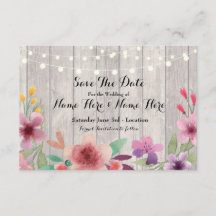 Sparen de Datum Uitnodiging de Hout Rustic Floral 
