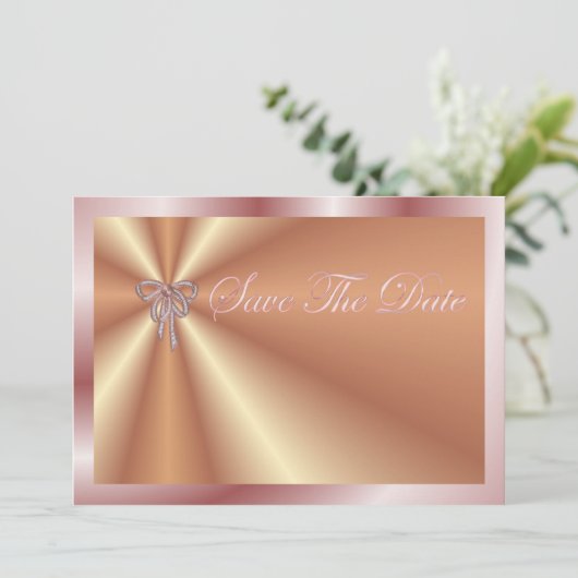 Sparen de Datum Uitnodiging met lint van parels (Staand voorkant)