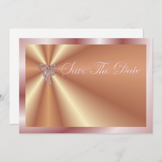 Sparen de Datum Uitnodiging met lint van parels (Voorkant / Achterkant)