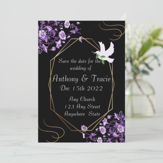 Sparen de Datum Uitnodiging van de Weddenschap Zwa (Staand voorkant)