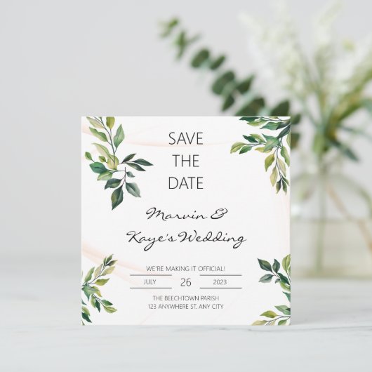 Sparen de Datum Uitnodiging van het Elegant Wedden (Staand voorkant)