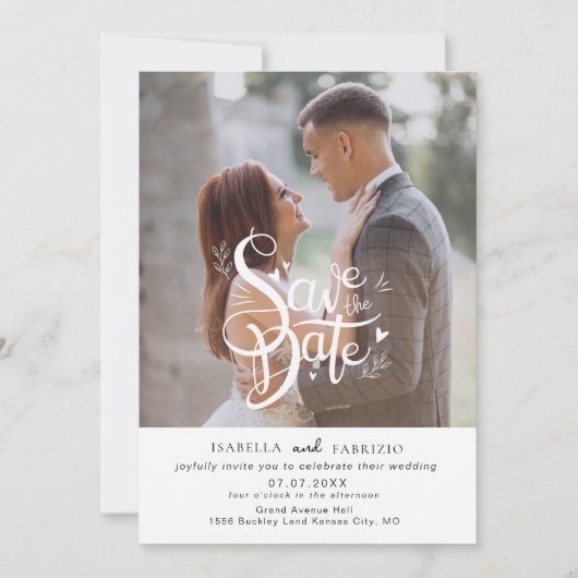 Sparen de Datum Uitnodiging van het Elegant Wedden (Voorkant)