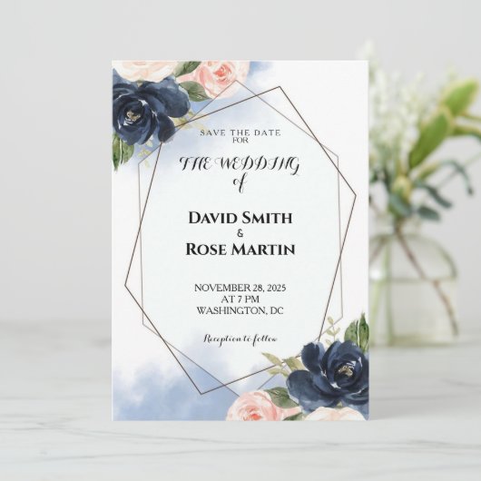 Sparen de Datum Uitnodigingen van de Weddenschap (Staand voorkant)