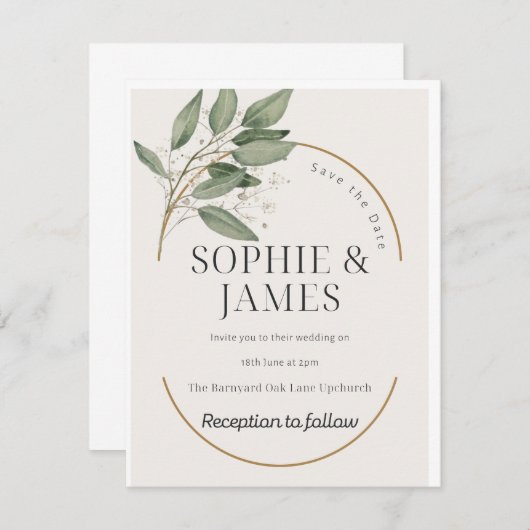 Sparen de Datum Uitnodigingen van de Weddenschap (Voorkant / Achterkant)