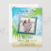 Sparen de Datum Uw Beach van de Beach Wedstrijd Pa Aankondigingskaart (Voorkant / Achterkant)