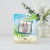 Sparen de Datum Uw Beach van de Beach Wedstrijd Pa Aankondigingskaart (Staand voorkant)