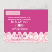 Sparen de Datum Uw Foto - Cabaret Pink Lila Aankondigingskaart (Achterkant)