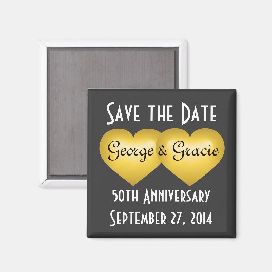Sparen de datum van de 50e verjaardag gouden harte magneet (Voorkant / Achterkant)