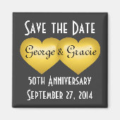 Sparen de datum van de 50e verjaardag gouden harte magneet (Voorkant)