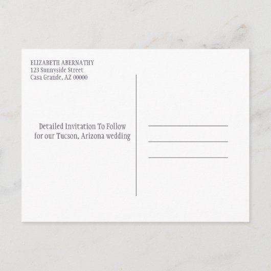 Sparen de Datum van de Aangepaste Eenvoudige Marri Aankondigingskaart (Achterkant)