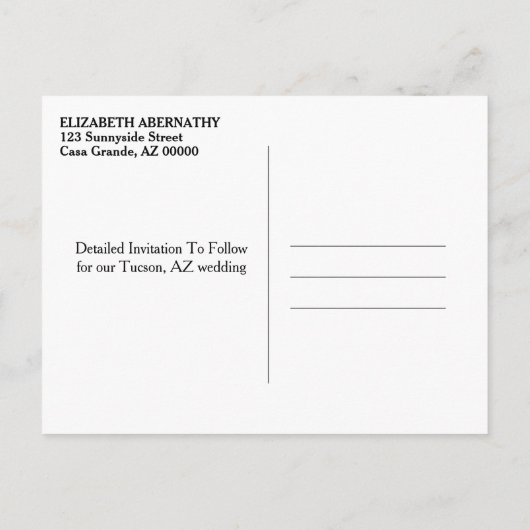 Sparen de Datum van de Aangepaste Eenvoudige Marri Aankondigingskaart (Achterkant)