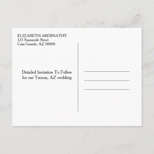 Sparen de Datum van de Aangepaste Eenvoudige Marri Aankondigingskaart (Achterkant)