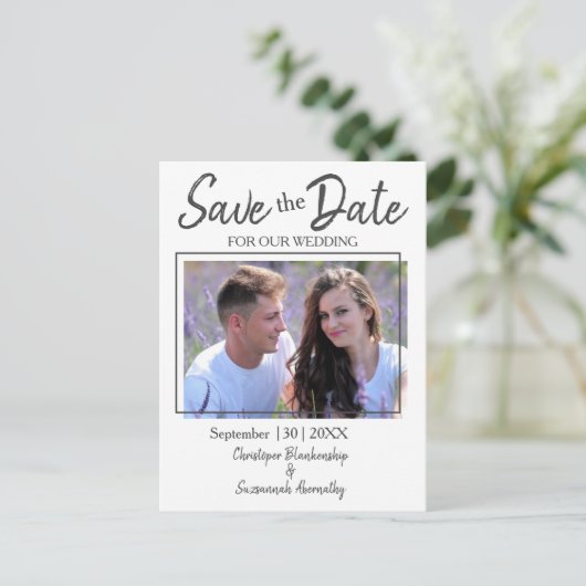 Sparen de Datum van de Aangepaste Eenvoudige Marri Aankondigingskaart (Staand voorkant)