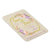 Sparen de Datum van de Berichten Floral en Goud Magneet (Rechterzijde)