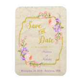 Sparen de Datum van de Berichten Floral en Goud Magneet (Verticaal)