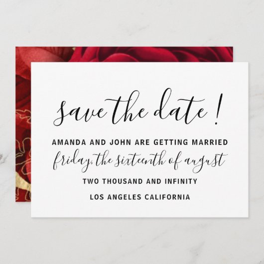 Sparen de Datum van de Bieden Bride Monogram Rode Save The Date (Voorkant / Achterkant)