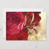 Sparen de Datum van de Bonden Floral Gold Red Rose Save The Date (Achterkant)