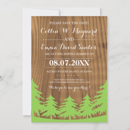 Sparen de Datum van de Boshuwkaarten Save The Date (Voorkant)