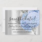 Sparen de Datum van de Bruggen Rozen Silver Blauw Save The Date (Voorkant)