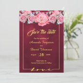 Sparen de datum van de bruine roze bruiloft van de save the date (Staand voorkant)