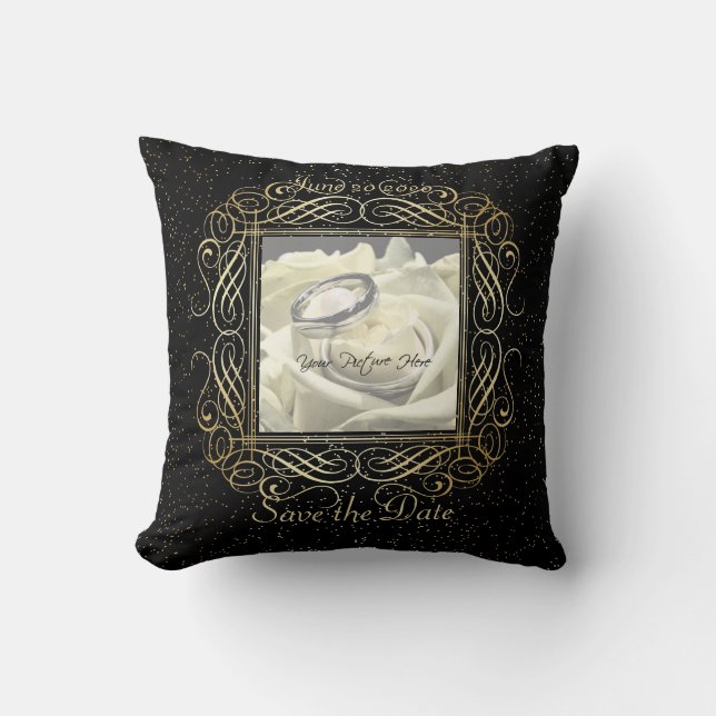 Sparen de Datum van de Elegant Gold Stippen kijkt  Kussen (Voorkant)