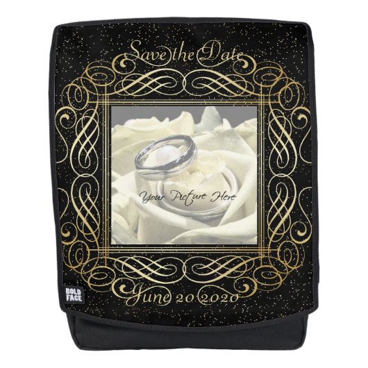 Sparen de Datum van de Elegant Gold Stippen kijkt  Rugtassen (Voorkant)