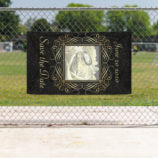 Sparen de Datum van de Elegant Gold Stippen kijkt  Spandoek (Insitu)