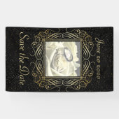 Sparen de Datum van de Elegant Gold Stippen kijkt  Spandoek (Horizontaal)