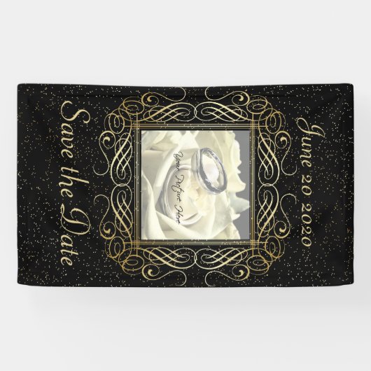 Sparen de Datum van de Elegant Gold Stippen kijkt  Spandoek (Horizontaal)