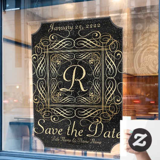Sparen de Datum van de Elegant Gold Stippen ziet M Raamsticker (Cafe Raam)