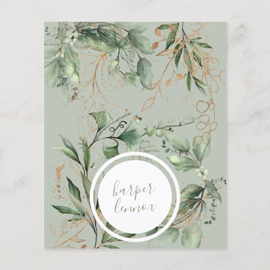 sparen de datum van de Eucalyptus Gold Boho Modern Flyer (Achterkant)