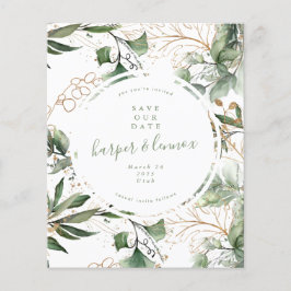 sparen de datum van de Eucalyptus Gold Boho Modern Flyer