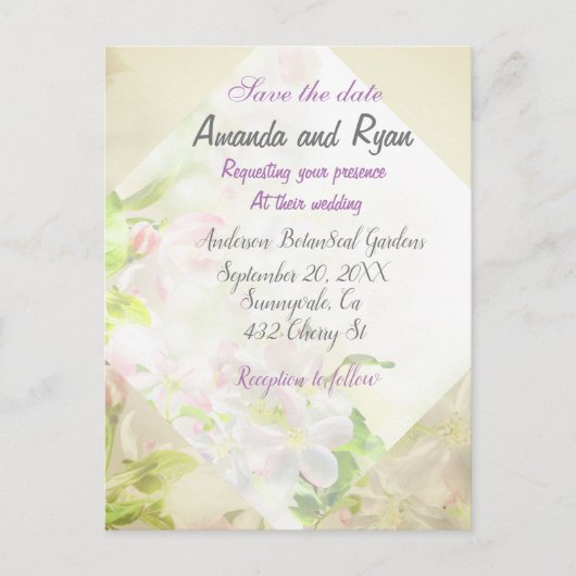 Sparen de datum van de florale trouwuitnodiging briefkaart (Voorkant)