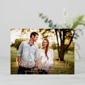 Sparen de Datum van de Foto Modern Eenvoudig Manus Folie Uitnodiging (Staand Voorkant)