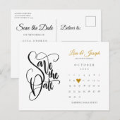 Sparen de Datum van de Goud van de Naleving Hart Briefkaart (Voorkant / Achterkant)