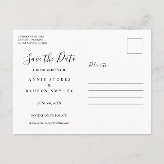 Sparen de Datum van de gouden Foto van het Manuscr Aankondigingskaart (Achterkant)