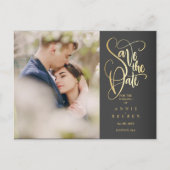 Sparen de Datum van de gouden Foto van het Manuscr Aankondigingskaart (Voorkant)