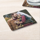 Sparen de Datum van de goudkalligrafie Faux Foto Kartonnen Onderzetters (Schuin)