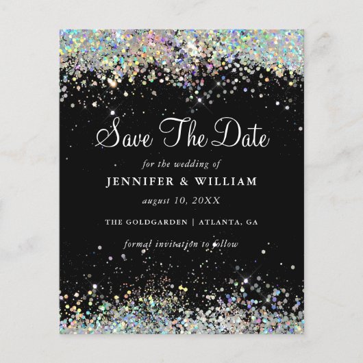 Sparen de Datum van de Holografische Zwarte Begrot Flyer (Voorkant)