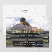 Sparen de Datum van de Kaart van de Foto Gold Foil (Voorkant / Achterkant)