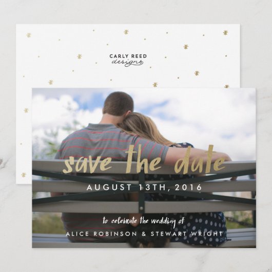 Sparen de Datum van de Kaart van de Foto Gold Foil (Voorkant / Achterkant)